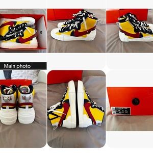 NIB Nike Blazer Mid x Sacai Maize Navy 2019 Size 13 High Top Snow Beach